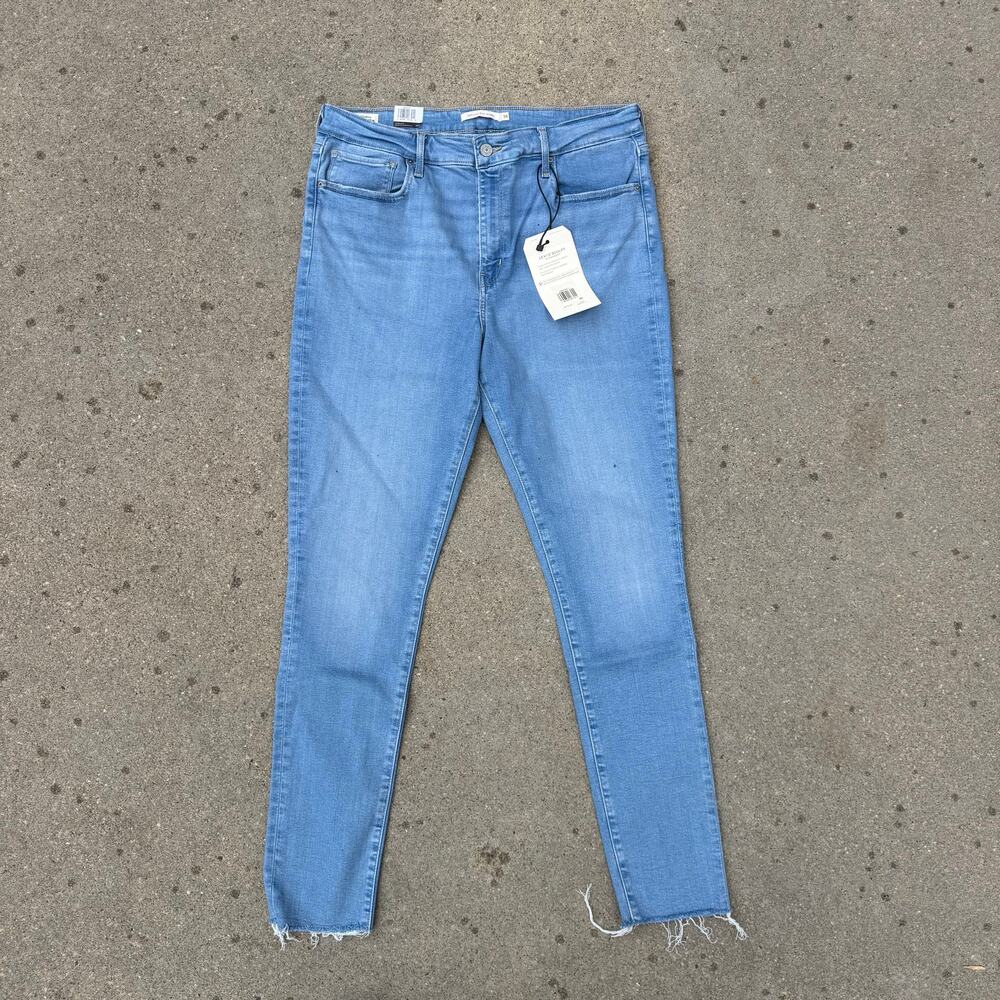 Levi's 721 Hypersoft High Rise Skinny Blue Jeans Fray Hem 34x32 NWT 18882-0471